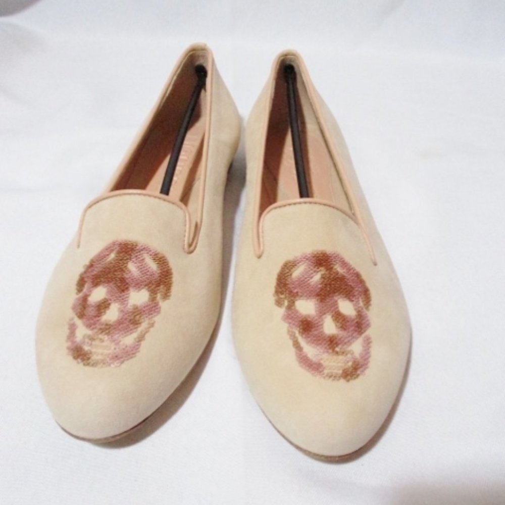 NEW ALEXANDER MCQUEEN SKULL SEQUIN Moc Flat Shoe